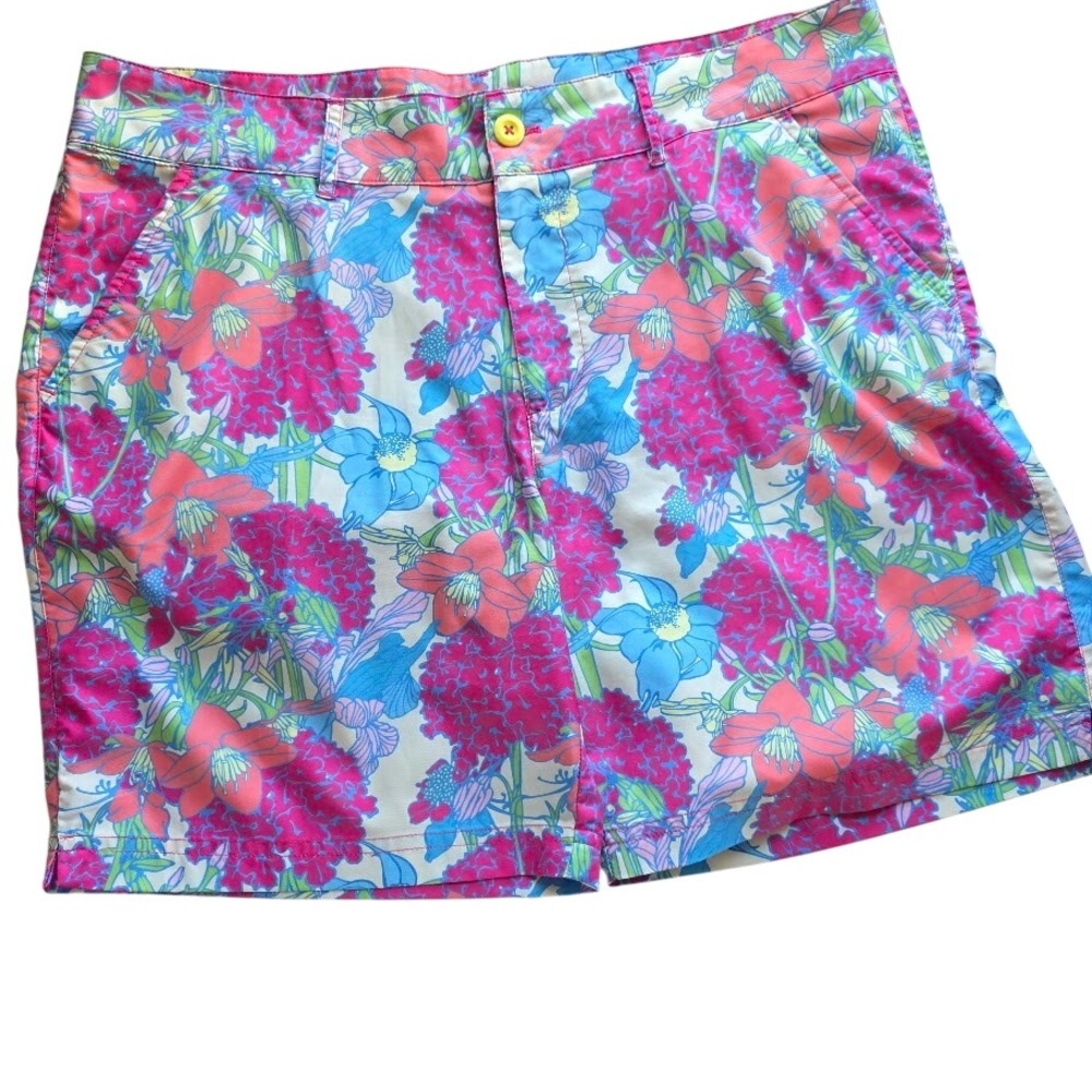 Birdies and Bows Golf Shorts Womens 10‎ Pink Floral Performance Active Summer